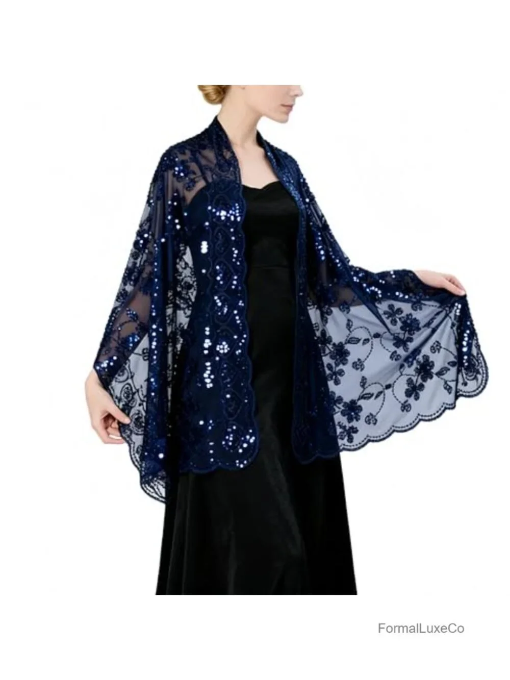 Sequin 1920s Shawl Wrap Evening Party Wedding Scarf Lightweight Polyester